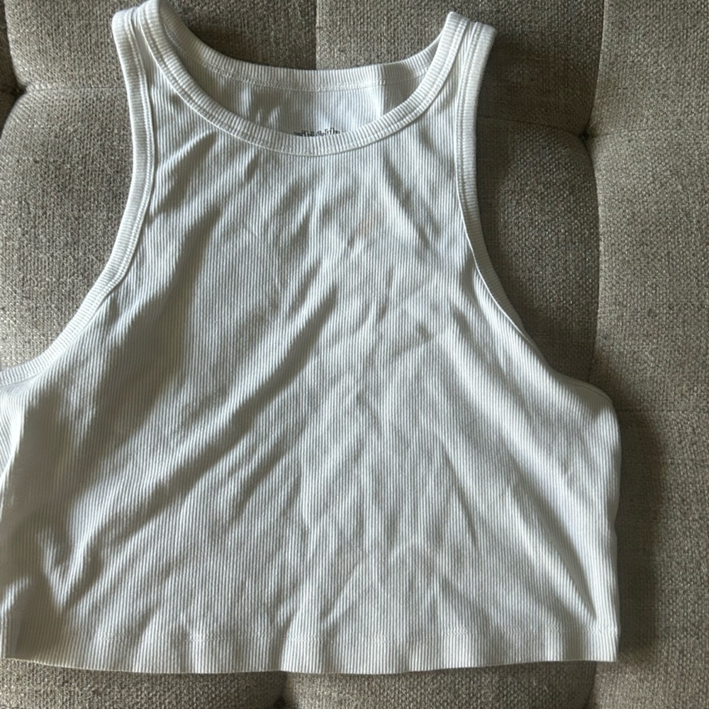 White Ribbed Tank Top